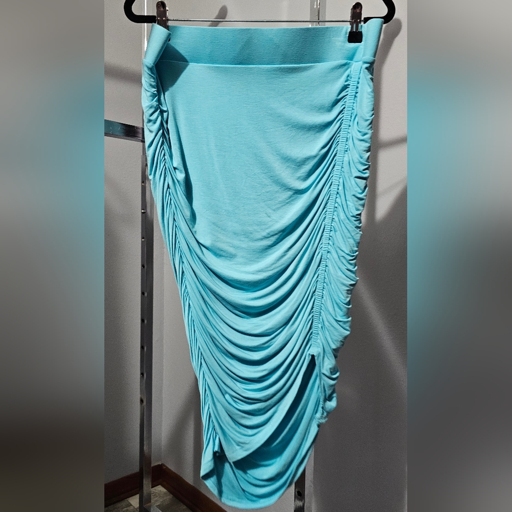 Blue Ruched Skirt